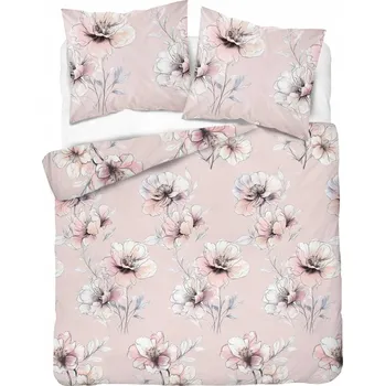 Povlečení Flanelové Povlečení 220x200 KVĚTINY pudrová růžová THICK 160 g