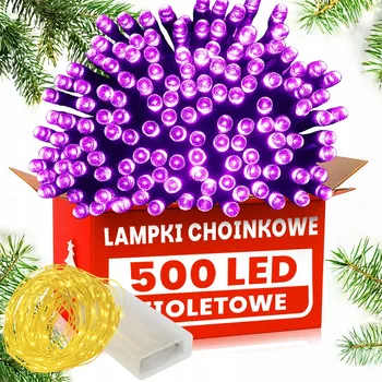 Vánoce EFEKTNÍ VÁNOČNÍ OSVĚTLENÍ NA STROMEČEK 500 LED FIALOVÁ VNITŘNÍ/VENKOVNÍ SVÁTEČNÍ +