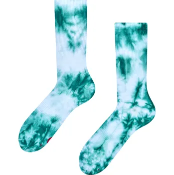 Dámské ponožky Smaragdové batikované ponožky z žebrovaného úpletu