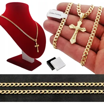 Řetízek ZLATÝ ŘETÍZEK PANCR + KŘÍŽEK DÁREK pr925+585