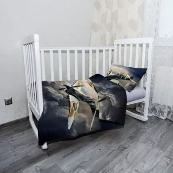 Povlečení Sablio Mikroplyšové dětské povlečení do postýlky Stíhačka Spitfire - 120x90 / 40x60