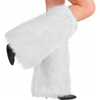 Cyklistické oblečení Návleky na nohy bílé chlupaté KOŽÍŠEK doplňky ke kostýmům KARNEVAL