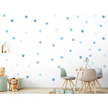 Samolepící dekorace Puntíky odstíny modré samolepky na zeď 50 ks 4x4 cm