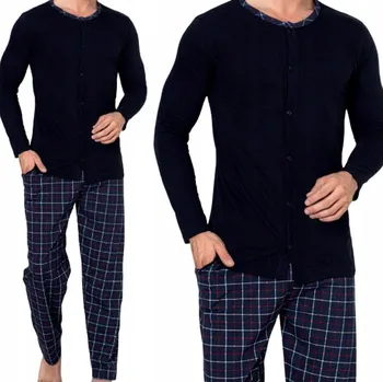 Pánské pyžamo PÁNSKÉ PYŽAMO / DLOUHÝ RUKÁV / DLOUHÉ KALHOTY / BAVLNA / TEPLÉ / dárek