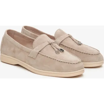 Dámské mokasíny Béžové dámské mokasíny z přírodního veluru Estro ER00112681 vel. 37