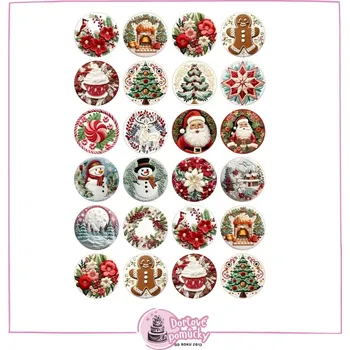 Jedlá dekorace na dort Rozkošné vánoční motivy 2 - jedlý papír nebo fondánový list - Jedlý papír / Bez decor gelu