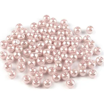 Dětské navlékací korálky Skleněné voskové perly Ø6 mm, malé, 43B pudrová
