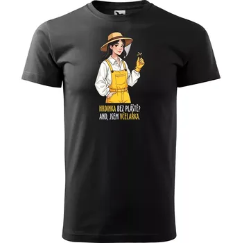 Pánské tričko Sablio Tričko s potiskem Hrdinka bez pláště? Ano, jsem včelařka - černé 3XL
