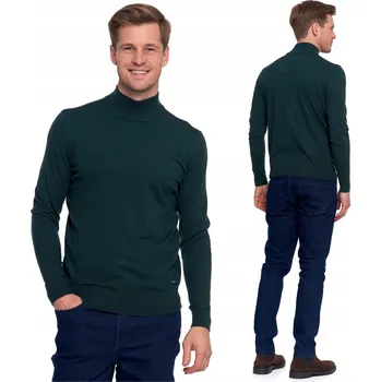 Pánský svetr ELEGANTNÍ PÁNSKÝ SVETR S POLOVIČNÍM ROLÁKEM KLASICKÝ HLADKÝ MÓDNÍ SLIM FIT MORAJ L
