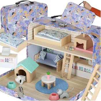 Domeček pro panenku Domeček pro domácí mazlíčky v kufru, figurky