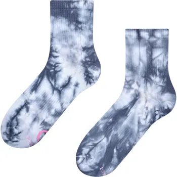 Šedo-modré batikované lýtkové ponožky z žebrovaného úpletu