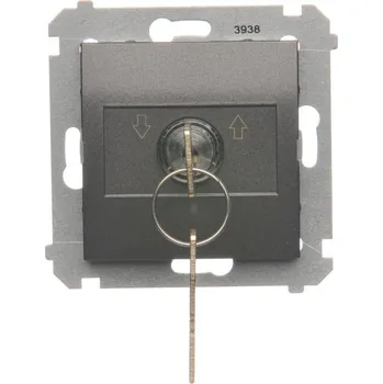 vypínač Vypínač žaluziový časový na klíč, řazení 1-0-2, 5 A / 230 V~, pro, Simon 54 DPZK.01/48, antracitová metalizovaná