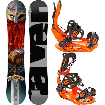 Snowboard RAVEN Snowboard set Raven Dwarf + vázání Raven FT360 157cm ORANŽOVÁ|ČERNÁ|ČERVENÁ 2023