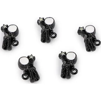 Přívěsek Kovový přívěsek / korálek kosmonaut 9x13 mm, velké, 4 černá