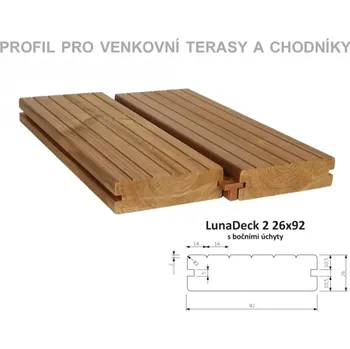 Příslušenství pro plot Prkno terasové a bazénové, boční úchyty LunaDeck2 26 x 117 x 4800 mm - THERMOWOO