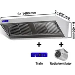 G.Gastro Nástěnná digestoř 1,4 m - s motorem, regulátorem, filtrem a svítidlem
