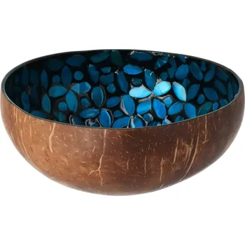 Kokosová miska s modrými květinami