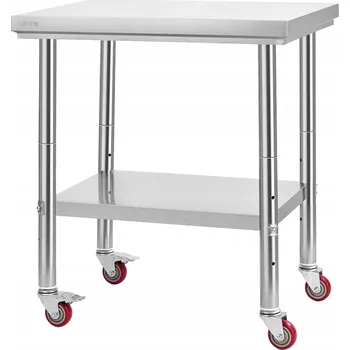 Dílenský stůl VEVOR Stůl Z Nerezové Oceli 76x60x85 cm s kolečky a regulací výšky