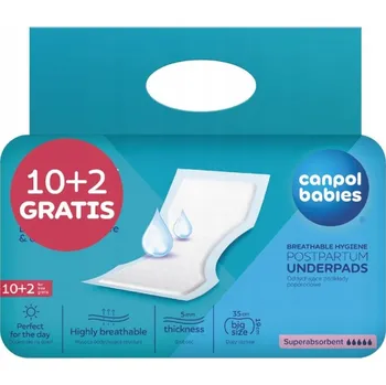 Menstruační vložka CANPOL BABIES Prodyšné poporodní vložky 35x19 cm, 12 kusů