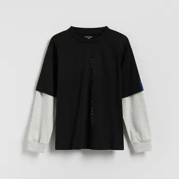 Chlapecké tričko Reserved - Bavlněné tričko s dlouhými rukávy - černý - 998HR-99X - 998HR-99X-170