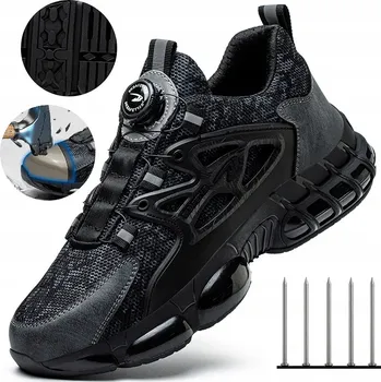 Pracovní obuv PRACOVNÍ BOTY S3 ČERNO-ŠEDÉ LEHKÉ SPORTOVNÍ S OCELOVOU ŠPIČKOU VEL.44