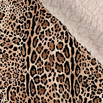 Softshell zimní s ecru beránkem leopard - vzor na látce tištěný po délce