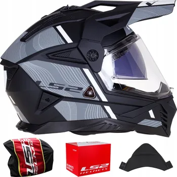 Helma na motorku Přilba LS2 MX702 Pioneer II Hill Matná Černá Bílá homologace 22.06