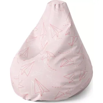 Sedací pytel Sablio Sedací vak Pear Růžové papírové vlaštovky - 70 x 95 x 15 cm