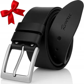 Opasek Pánský kožený Pásek klasický Reverse ke kalhotám opasek černý 115 cm