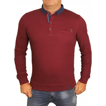 Pánská mikina Pánská mikina švestková halenka s límečkem elegantní longsleeve Polský L22 M