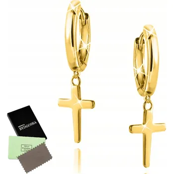 Náušnice ZLATÉ NÁUŠNICE KŘÍŽE KŘÍŽKY STŘÍBRO 925 ZAVĚŠOVACÍ