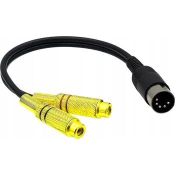 IP kamera Redukce DIN 5 pin na 2 RCA zásuvky, pozlacená