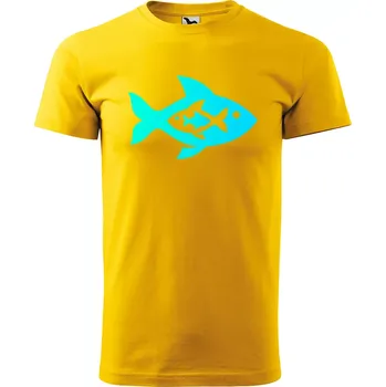 Sablio Tričko s potiskem Fish blue - žluté 3XL