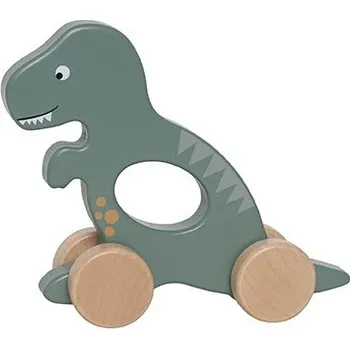 Dřevěná hračka Dřevěný dinosaurus na kolečkách – ideální první kamarád pro vaše dítě