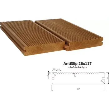 Příslušenství pro plot Prkno terasové a bazénové, boční úchyty AntiSlip 26 x 117 x 4200 mm - THE