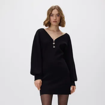 Dámské šaty Reserved - Žerzejové mini šaty - černý - 481IM-99X - 481IM-99X-L