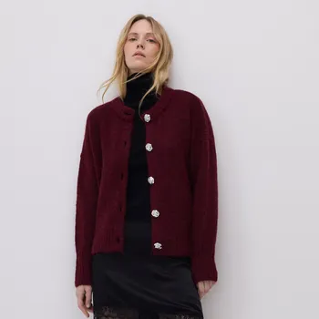 Dámský svetr Reserved - Kardigan s ozdobnými knoflíky - hnědá - 241GV-83M - 241GV-83M-XL