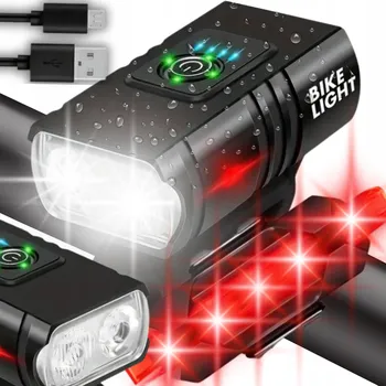 Cyklosvítilna PŘEDNÍ A ZADNÍ LED SVĚTLO NA KOLO Eddcom - NABÍJECÍ SADA