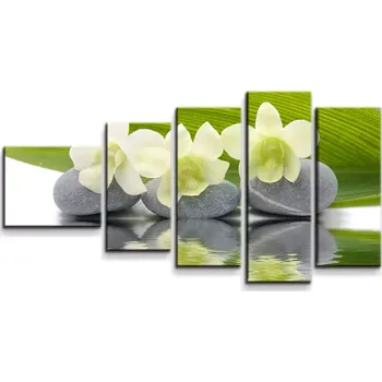 Obraz Sablio Obraz - 5-dílný Bílá orchidej - 100x60 cm