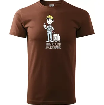 Sablio Tričko s potiskem pro skladníka Hrdina bez pláště? Ano, jsem skladník - hnědé 4XL