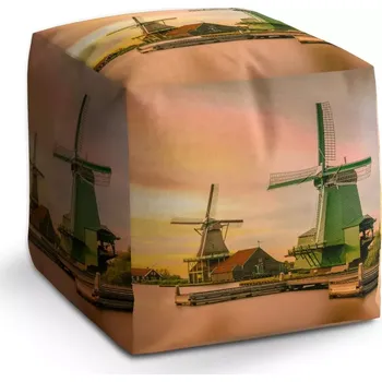 Taburet Sablio Taburet Cube Větrné mlýny: 40x40x40 cm