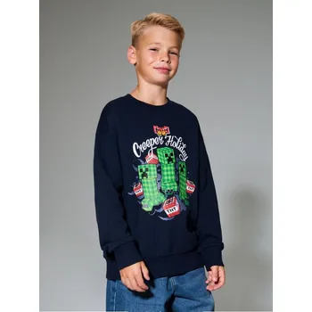 Chlapecká mikina Sinsay - Mikina typu crewneck Minecraft - námořnická modrá - 033GA-59X - 033GA-59X-164