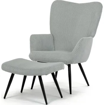 Křeslo Relaxační křeslo ušák s taburetem ROYAL — kov, manšestr, mentolová