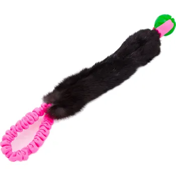 Hračka pro psa Pískací Potvůrky Přetahovadlo pro psy - s králičí kožešinou a gumovým míčkem (5 cm) Vyberte barvu: Růžová