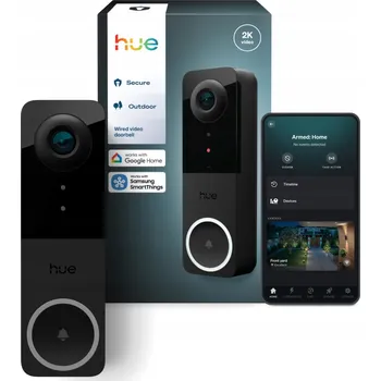 IP kamera Videozvonek s 2K kamerou, WiFi - Bezpečný dveřní zvonek Philips HUE