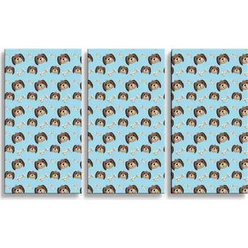 Obraz Sablio Obraz - 3-dílný Pejsek s kostí - 120x80 cm