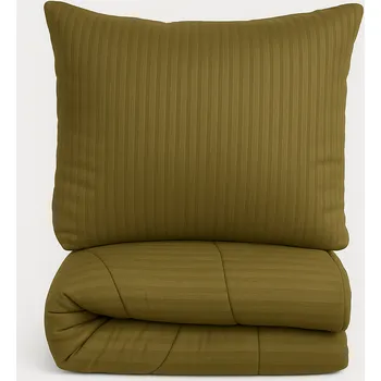 přikrývka SET Přikrývka a polštář, khaki proužek