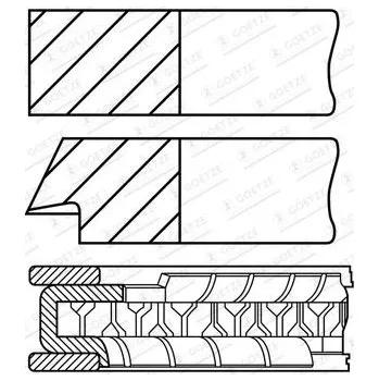 Píst motoru Sada pístních kroužků GOETZE ENGINE 08-453200-00