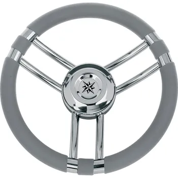 Člun Savoretti Armando Šedý polyuretanový volant s 6 nerezovými paprsky, průměr 35 cm