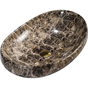 Umyvadlo BPS-koupelny Keramické umyvadlo na desku HYD-AE-MAR7-500 50x37 cm, hnědý mramor